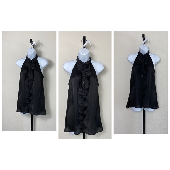 Black Sleeveless blouse w/ruffle button down- S - Picture 4 of 8
